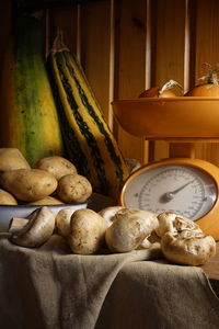 High angle view of bread on table