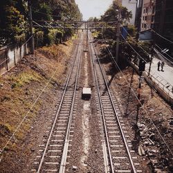 Railroad tracks on railroad track