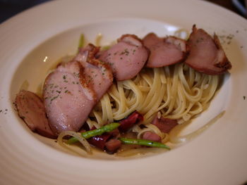 Close-up of food served in plate