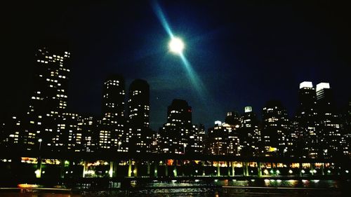 Illuminated cityscape at night