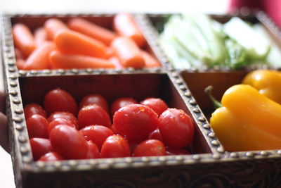 Close-up of various vegetables in container