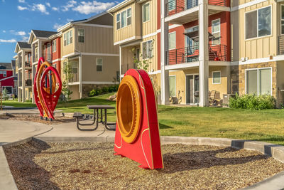 View of playground against buildings