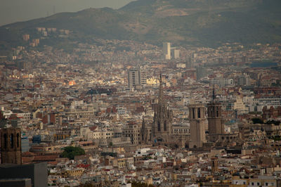 Aerial view of buildings in town