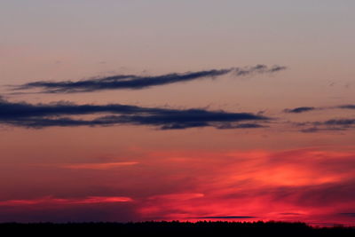 Low angle view of cloudy sky at sunset