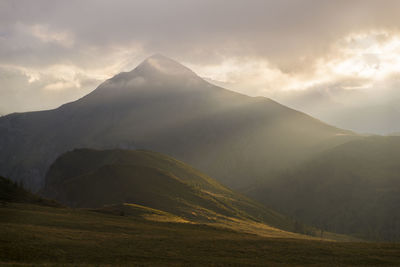 Scenic view of mountains against sky