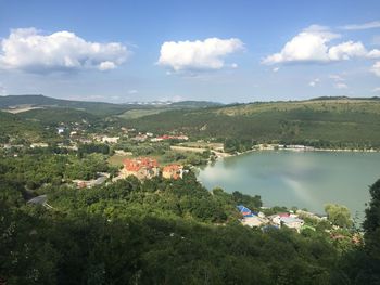 Scenic view of townscape against sky