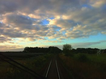 Railroad track at sunset