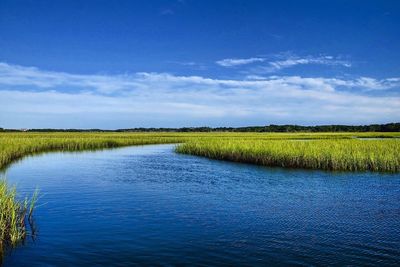 Scenic view of lake against sky