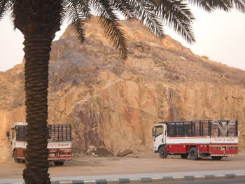 View of truck on road against sky