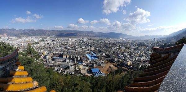 High angle view of townscape against sky