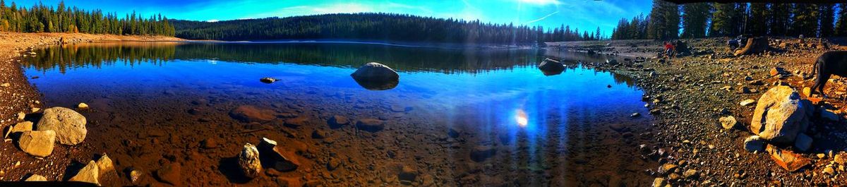 Panoramic view of lake against sky