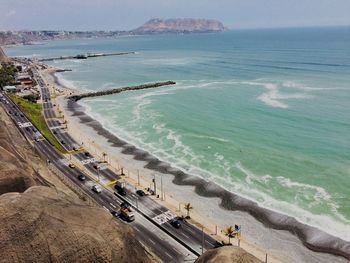 High angle view of people on beach