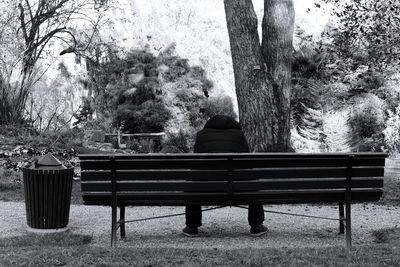Empty bench in park