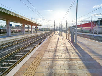 Empty railroad station platform