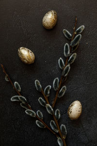 High angle view of pills on table
