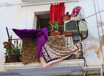 Clothes hanging on built structure