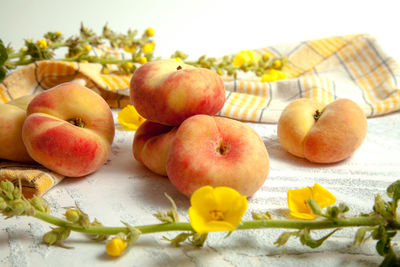 Close-up of apples on table