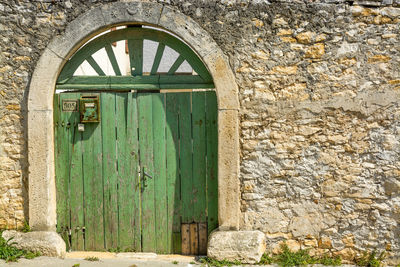 Closed door of old building