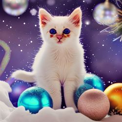 Lovely kitty with christmas ball