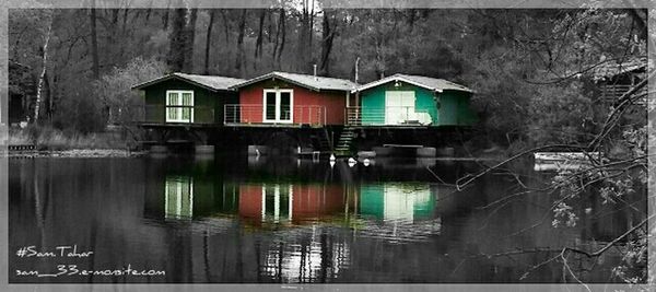 Reflection of built structure in water