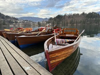 Boats on the lake bled, slovenia