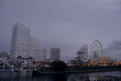 City skyline with river in background