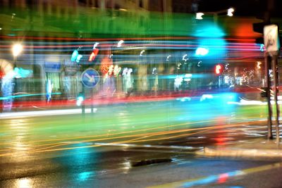 Light trails on city street at night