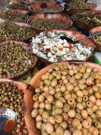 High angle view of fruits for sale in market