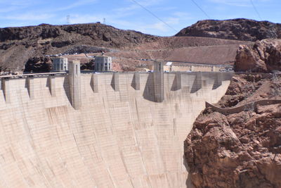 High angle view of dam on mountain