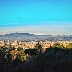 Scenic view of landscape against clear blue sky