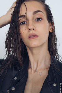 Close-up portrait of a beautiful young woman