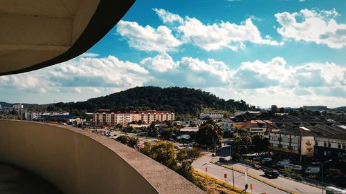 High angle view of townscape against sky