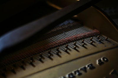 Close-up of piano strings