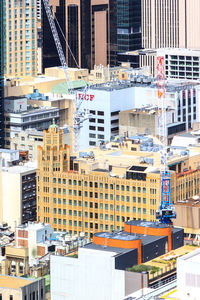 High angle view of buildings in city