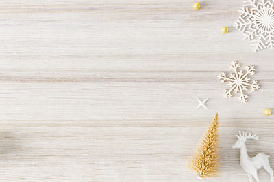 High angle view of christmas decoration on table