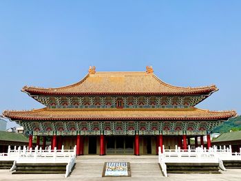 Low angle view of temple against clear sky