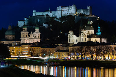 Illuminated city at night