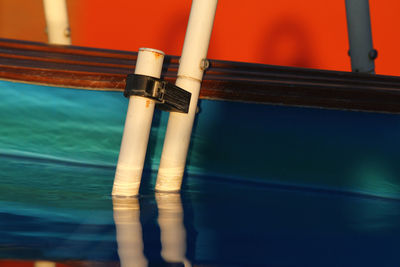 Poolside, detail of the ladder, changing colors and light effects.