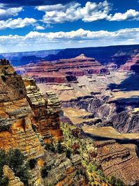 Aerial view of landscape against cloudy sky