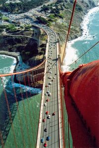 Aerial view of bridge over sea