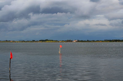 Scenic view of sea against cloudy sky