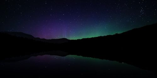 Scenic view of lake against sky at night