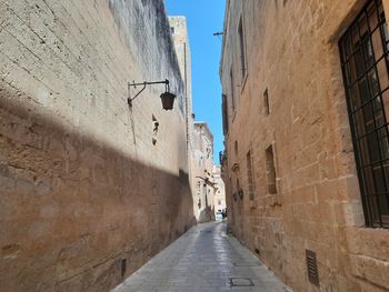 Narrow alley amidst buildings in city