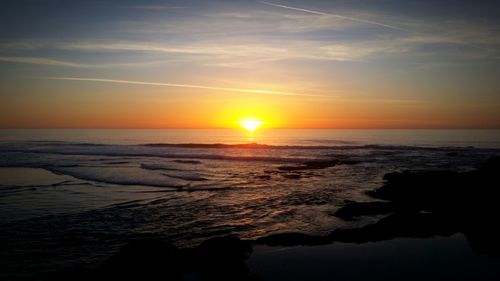 Scenic view of sea during sunset