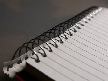 Close-up of spiral notebook