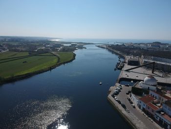 High angle view of river