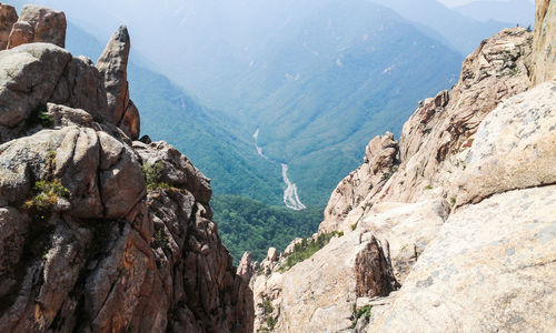 High angle view of rocks and mountains