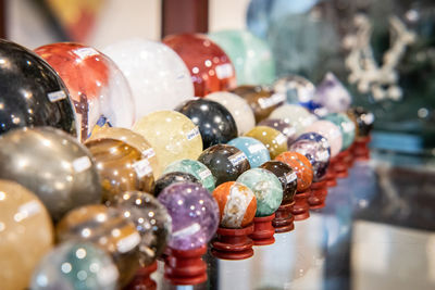 Close-up of multi colored candies for sale in market