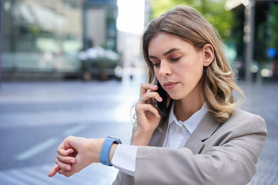 Businesswoman talking on phone