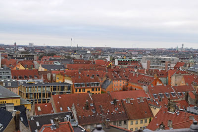 High angle view of cityscape against sky